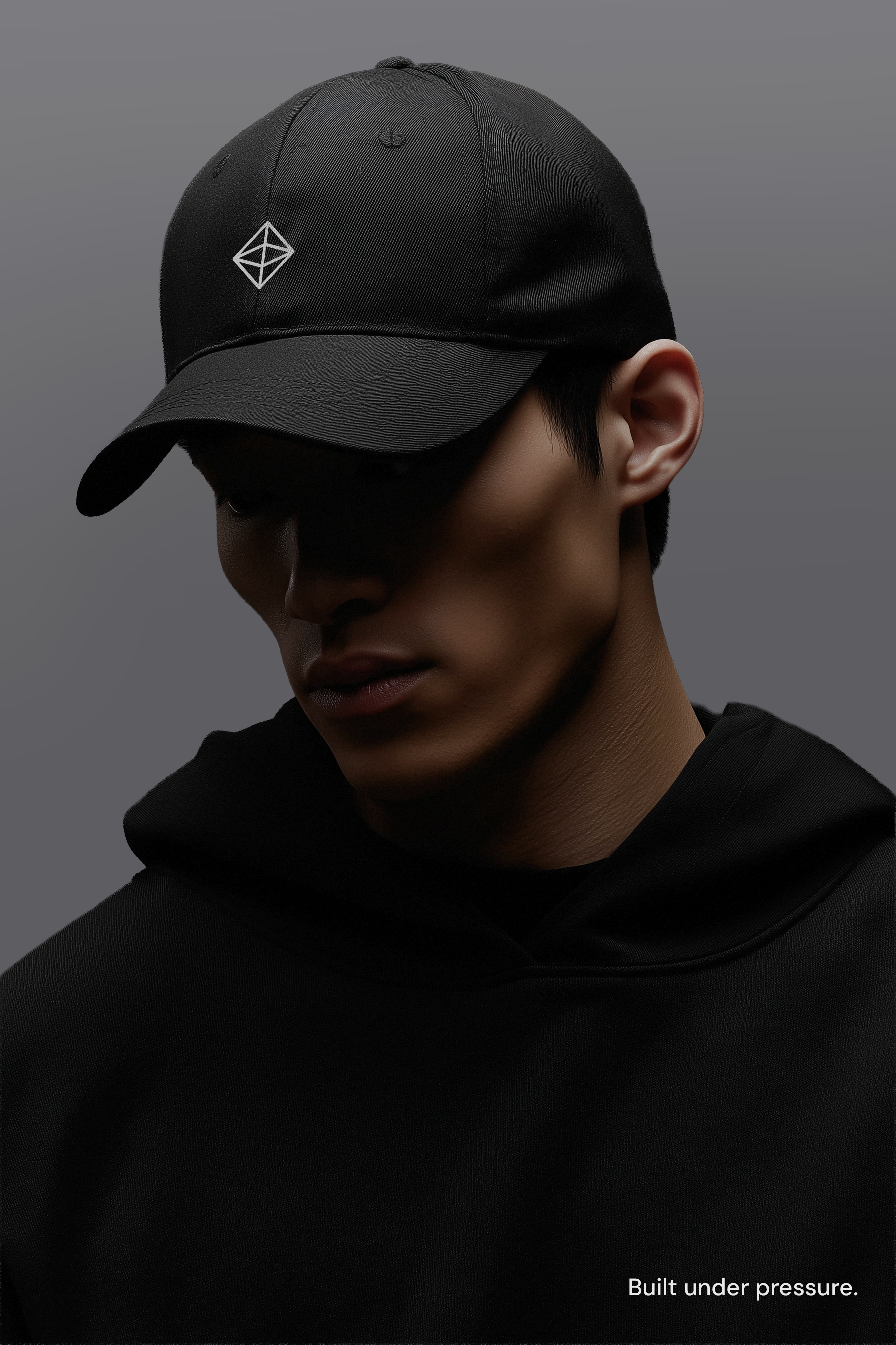 Black cap and tee — Built under pressure