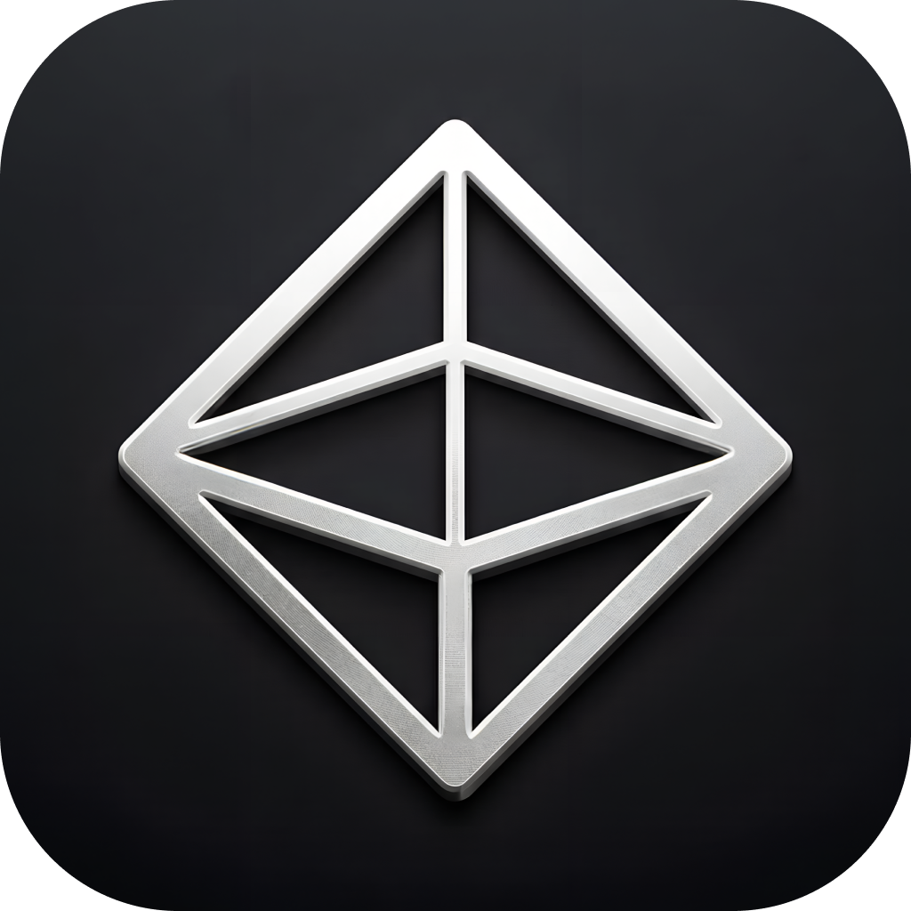 Product.ai 3D app icon — dimensional octahedron on dark rounded square